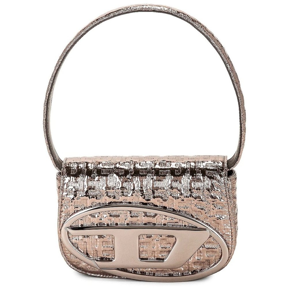 Diesel 1DR Shoulder Bag in Silver New Womens Purse Handbag Crossbody